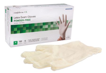 Exam Glove McKesson Confiderm™ NonSterile Powder Free Latex Ambidextrous Textured Fingertips Ivory Not Chemo Approved Medium , 100/Box , 10 Box/Case