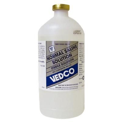 Saline 0.9% Solution 500 ml, 12/Case, VEDCO 50989-0885-16