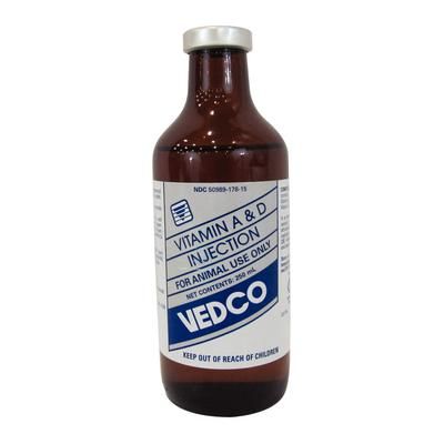 Vitamin A and D Injection 250 ml , VEDCO VINV-VTAD-250M