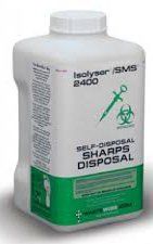 Container Sharps Isolyser/SMS 0.8gal Plastic 5x5x9-1/2" Lid Non-Sterile White , Each , 6/Case , WCM SMS2400