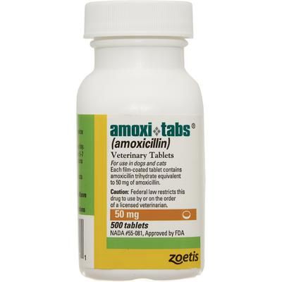 Amoxi-Tabs Amoxicillin Tablets 50 mg, 500/Bottle , ZOETIS 10000477