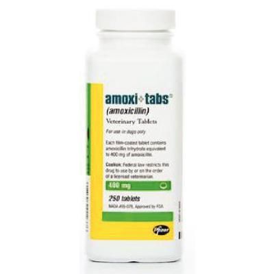 Amoxi-Tabs Amoxicillin Tablets 400 mg , 250/Bottle , ZOETIS 10000481