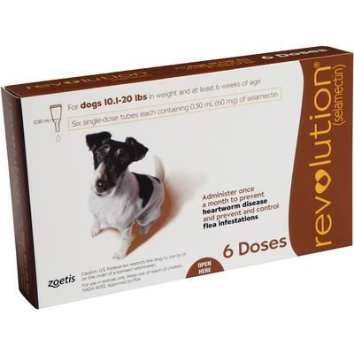 Revolution Canine 10.1-20 lb, Brown , 6/Pkg , ZOETIS 10000323