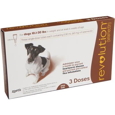 Revolution Canine 10.1-20 lb, Brown 3/Pkg , ZOETIS 10000337