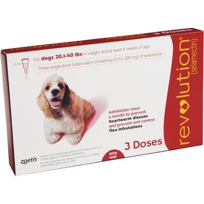 Revolution Canine 20.1-40 lb, Red , 3/Pkg ,ZOETIS 10000338