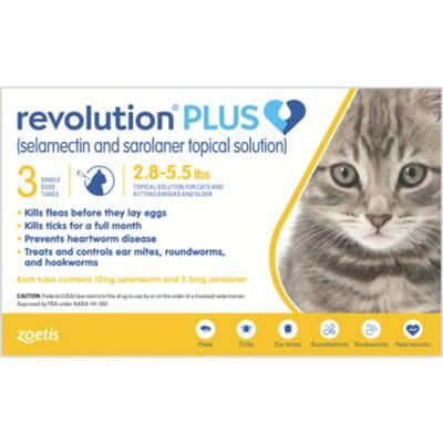 Revolution Plus Cat 2.8 - 5.5 lb, Gold , 3/Pkg , ZOETIS 10020411