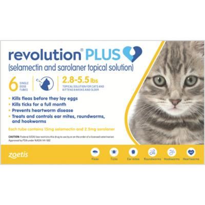 Revolution Plus Cat 2.8 - 5.5 lb, Gold 6/Pkg , ZOETIS 10020413