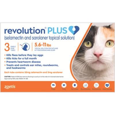 Revolution Plus Cat 5.6 - 11 lb, Orange , 3/Pkg , ZOETIS 10020412