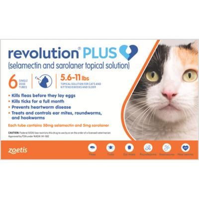 Revolution Plus Cat 5.6 - 11 lb, Orange , 6/Pkg , ZOETIS 10020414