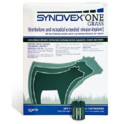 Synovex One Grass (Trenbolone and Estradiol) Extended Release Implant for Pasture Steers and Heifers, 100 Count , ZOETIS 10014346