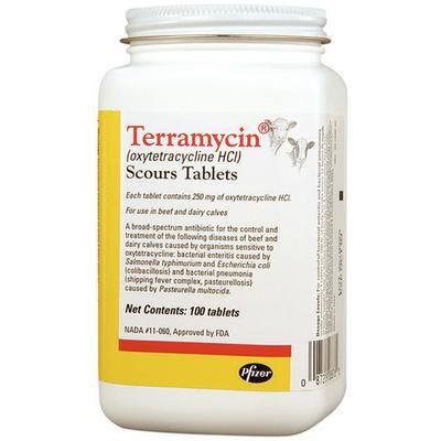 Terramycin Scour Tablet 250 mg, 100/Bottle , ZOETIS 10000461