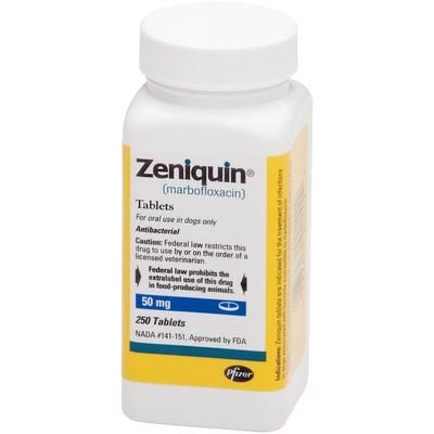 Zeniquin Oral Antibiotic 50 mg , 250/Bottle , ZOETIS 10000310