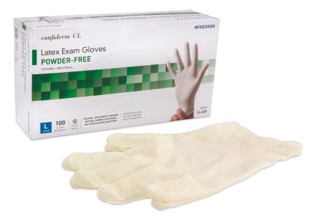 Exam Glove McKesson Confiderm® NonSterile Powder Free Latex Ambidextrous Textured Fingertips Ivory Not Chemo Approved Large , 100/Box , 10 Box/Case