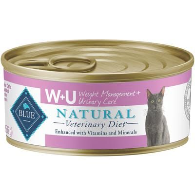 BLUE Natural Veterinary Diet Feline W+U Weight Management & Urinary Support 5.5 oz Can, 24/Pkg , BLUE BUFFALO 801343