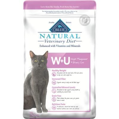 BLUE Natural Veterinary Diet Feline W+U Weight Management & Urinary Support 16 lb Bag , BLUE BUFFALO 801985