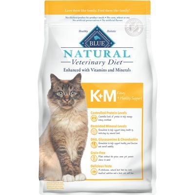 BLUE Natural Veterinary Diet Feline K+M Kidney & Mobility Support 7 lb Bag (4 Bags/Case ) , BLUE BUFFALO 801385