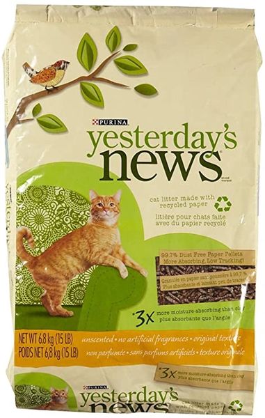 Yesterday's News Original Texture Cat Litter, Unscented, 15lb , Canbrands 10015