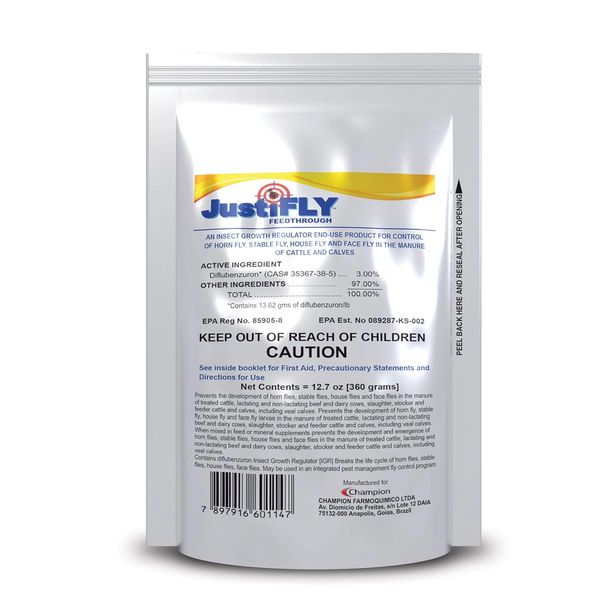 JustiFLY Feedthrough Cattle Fly Control 360g, 6/Pack , Champion 360DISPLAY