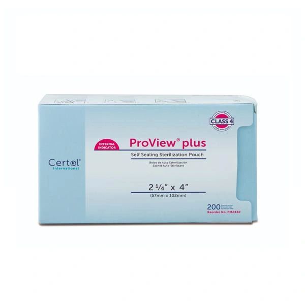 Proview Sterilization Pouch 2.25 in x 4 in Blue / White 200/Box,Each , 12 Box/Case , Certol PM2440-1