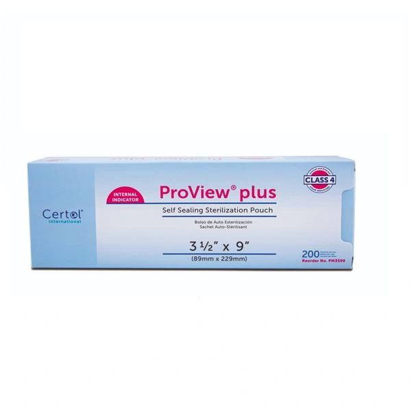 Proview Sterilization Pouch 3.5 in x 9 in Blue / White 200/Box ,Each , 6 Box/Case , Certol PM3590-1