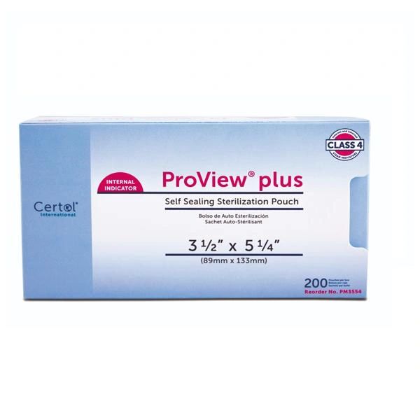 Proview Sterilization Pouch 3.5 in x 5.25 in Blue / White 200/Box , 6 Box/Case , Certol PM3554-1