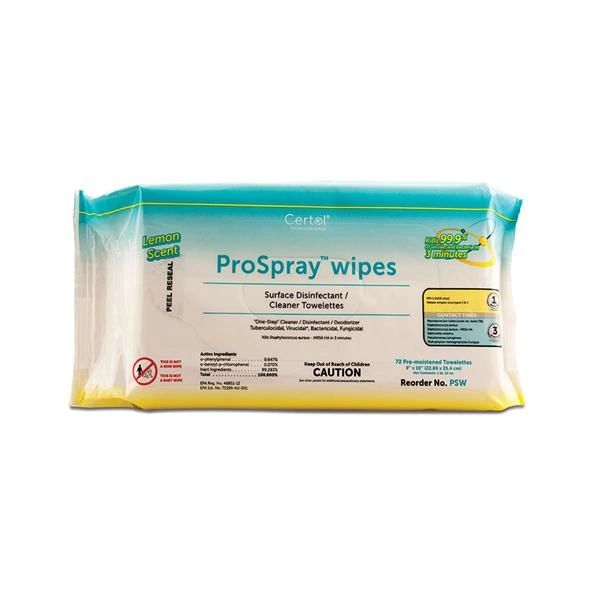 Wipes Disinfectant Prospray 9 in x 10 in 72/Package , Each . 12/Case , Certol PSW-1