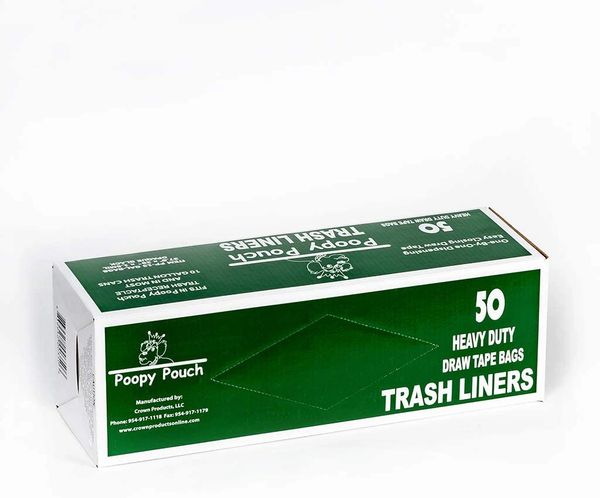 Poopy Pouch Trash Liners, 13 Gallon (50 Count Roll) , Crown PP-13-GAL