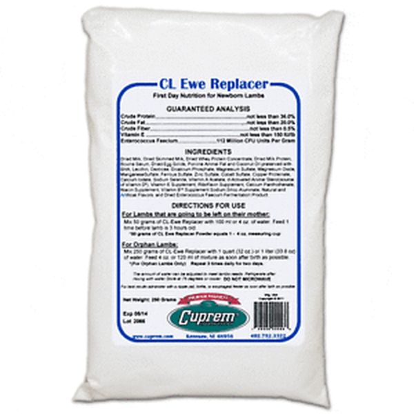 CL Ewe Replacer, First Day Nutrition for Newborn Lambs, 250gm , Each, Cuprem 40002