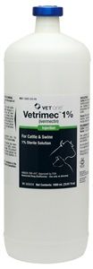 Vetrimec (Ivermectin) 1% Sterile Solution Injection for Cattle and Swine, 1000mL, Vetone 00642