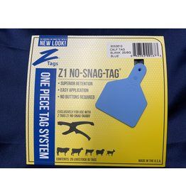 Z Tags Z1 No-Snag-Tag Calf Size, Blank, Blue , 100/Pack , Datamars 9053217