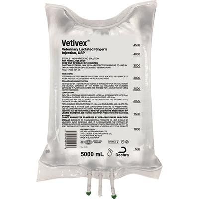 Vetivex Veterinary Lactated Ringer’s Injection, USP 5000 ml, 2/Pkg , DECHRA 491-05