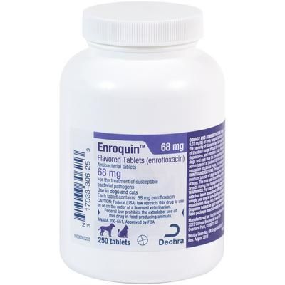 Enroquin Flavored Tablets 68 mg, 250/Bottle , DECHRA 17033-0306-25