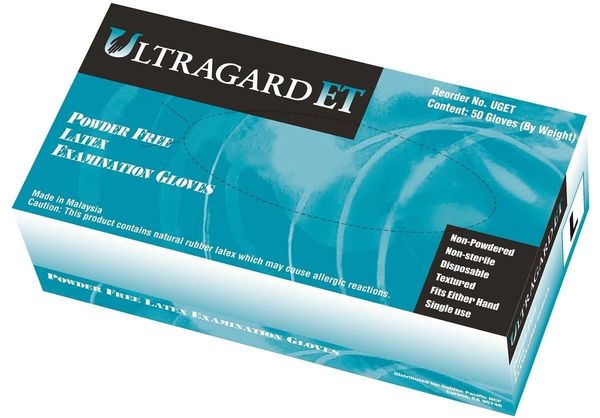 Ultragard ET Powder Free , High Risk Latex Exam Gloves, blue , Size Small , 50/Box , 10 Box/Case , Ultragard UGET-S