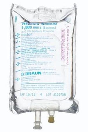 Anticoagulant Heparin Sodium, Porcine / 0.9% Sodium Chloride, Preservative Free 2 U / mL Intravenous Solution Flexible Bag 500 mL , 24/Case , BBRAUN P8721-Case