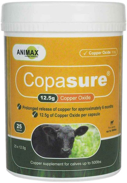 Copasure Copper Oxide Supplement for Calves 12.5gm, 25 Capsules , Durvet 001-85086