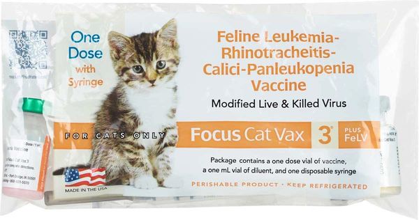 Focus Cat Vax 3 Plus FeLV Vaccine , 1 Dose , Durvet 004-4920