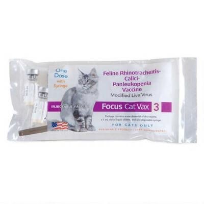 Focus Cat Vax 3 Vaccine (Single Dose with Syringe), Modified Live Virus, 1mL , Durvet 004-4910