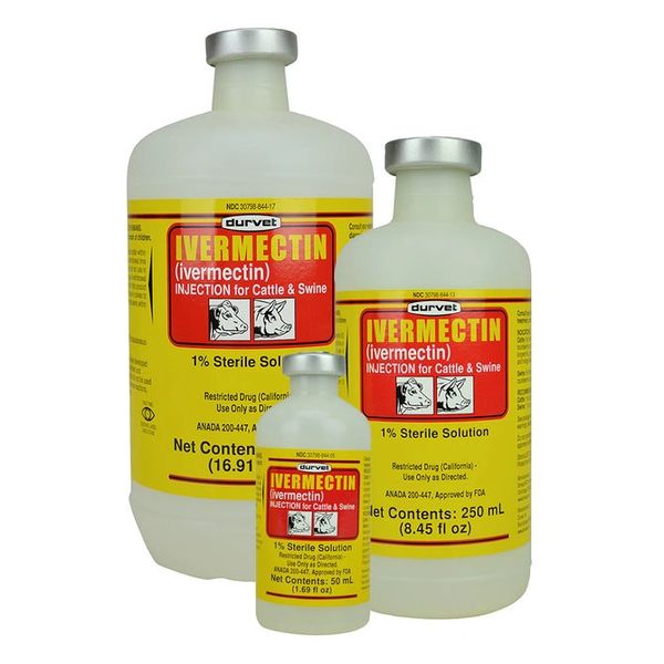 Ivermectin Injection 1% Sterile Solution 250 mL , Durvet 001-11017