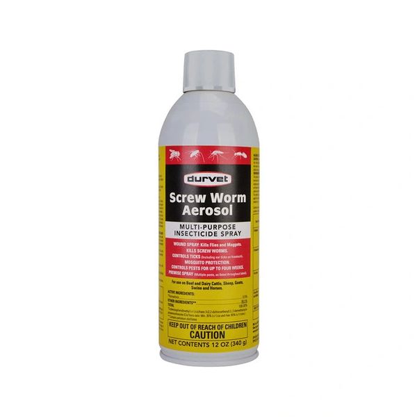 Screw Worm Aerosol, Multi-Purpose Insecticide Spray, 12oz , Each , 12/Case , Durvet 003-1113400