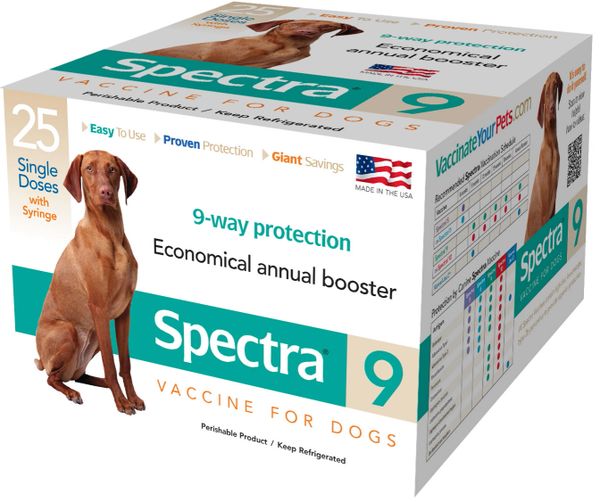 Spectra 9 Vaccine for Dogs (Single Dose with Syringe), Modified Live Virus, 1mL , 25/Box , Durvet 004-15126