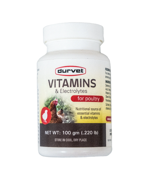 Vitamins and Electrolytes for Poultry, 100gm ,Each , 6/Case , Durvet 001-06662