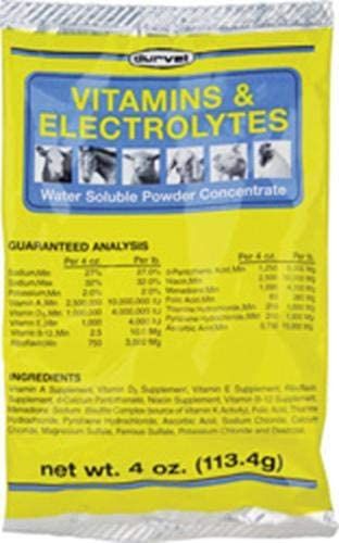 Vitamins and Electrolytes, Water Soluble Powder Concentrate, 4oz , Each Pack , 50 Pack/Case , Durvet 002-DTH2501