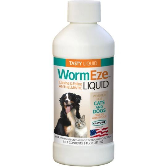 WormEze Canine and Feline Anthelmintic Liquid, 8oz , Each , 12/Case , Durvet 001-0545