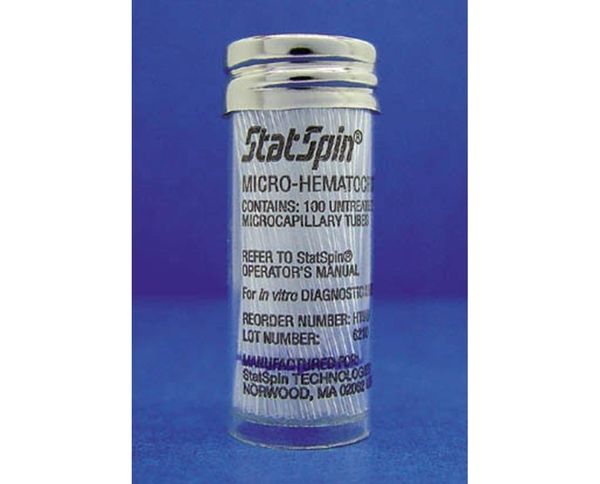 StatSpin Capillary Blood Collection Tube Micro-hematocrit Ammonium Heparin Additive 40 mm Length , 1000/Case , Red Stripe Without Closure Glass Tube , Hemocue HT9H-10