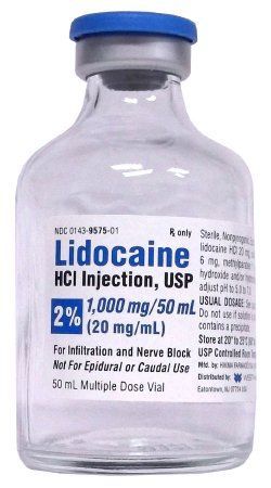 Lidocaine HCl Injection MDV 2% 50mL 10/Package , Hikma 00143957510