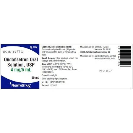 Antinausea Agent Ondansetron HCl 4 mg / 5 mL Solution Bottle 50 mL , NorthStar 16714067102