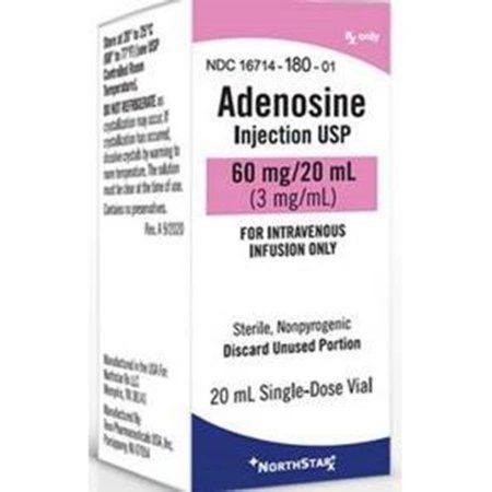 Adenosine, Preservative Free 3 mg / mL Injection Single Dose Vial 30 mL, NorthStar 16714097201