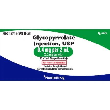 Glycopyrrolate 0.2 mg / mL Injection Single Dose Vial 2 mL , 25/Pack , NorthStar 16714099825