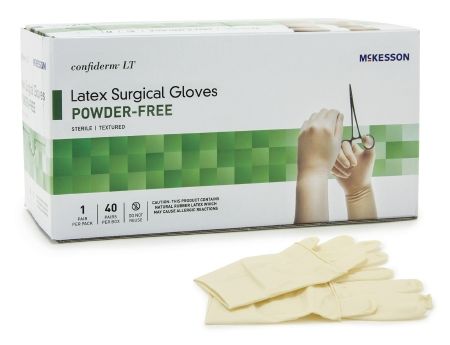 Surgical Glove McKesson Confiderm® LT Sterile Powder Free Latex Hand Specific Bisque Ivory Not Chemo Approved Size 6.5 , 40 Pais/Box