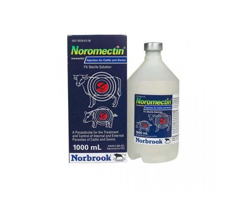 Noromectin (Ivermectin) 1% Sterile Solution Injection for Cattle and Swine, 1000mL , Norbrook NORO 1%